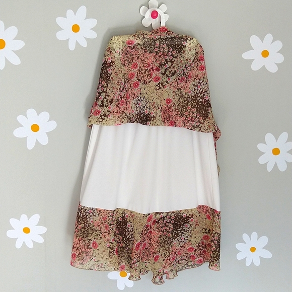 Kim Rogers Petite 90s Y2K Brown, Pale Green, & Pink Ruffle Midi Skirt - Picture 7 of 8